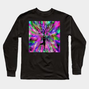 Inspirational Yoga Tree Pose Graphic Motivational Design Yoga Lover Gift Long Sleeve T-Shirt